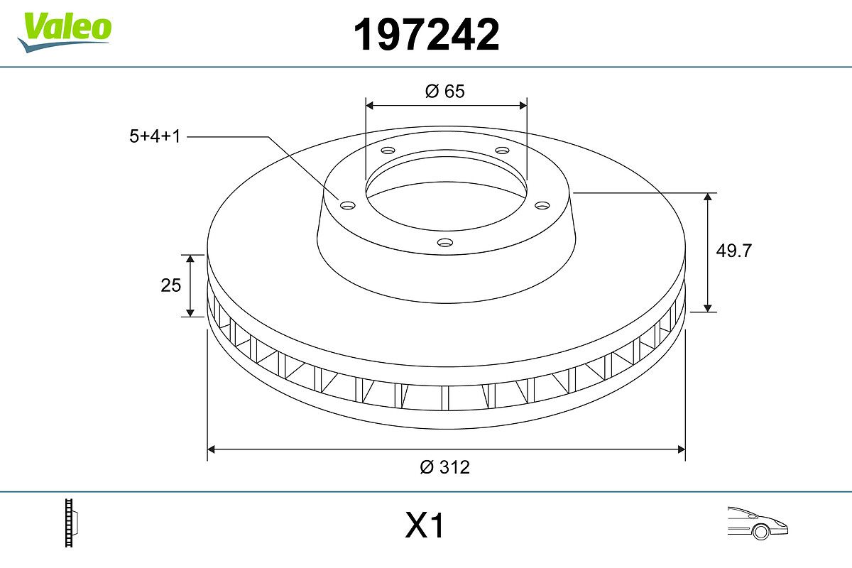 VALEO 197242 Brake disc