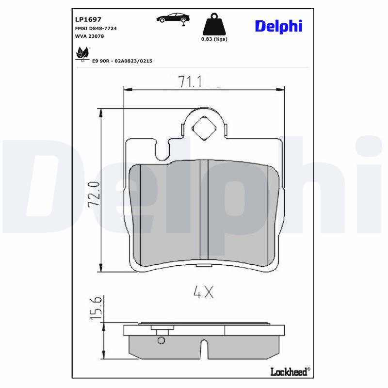 DELPHI LP1697 Brake pad set, disc brake