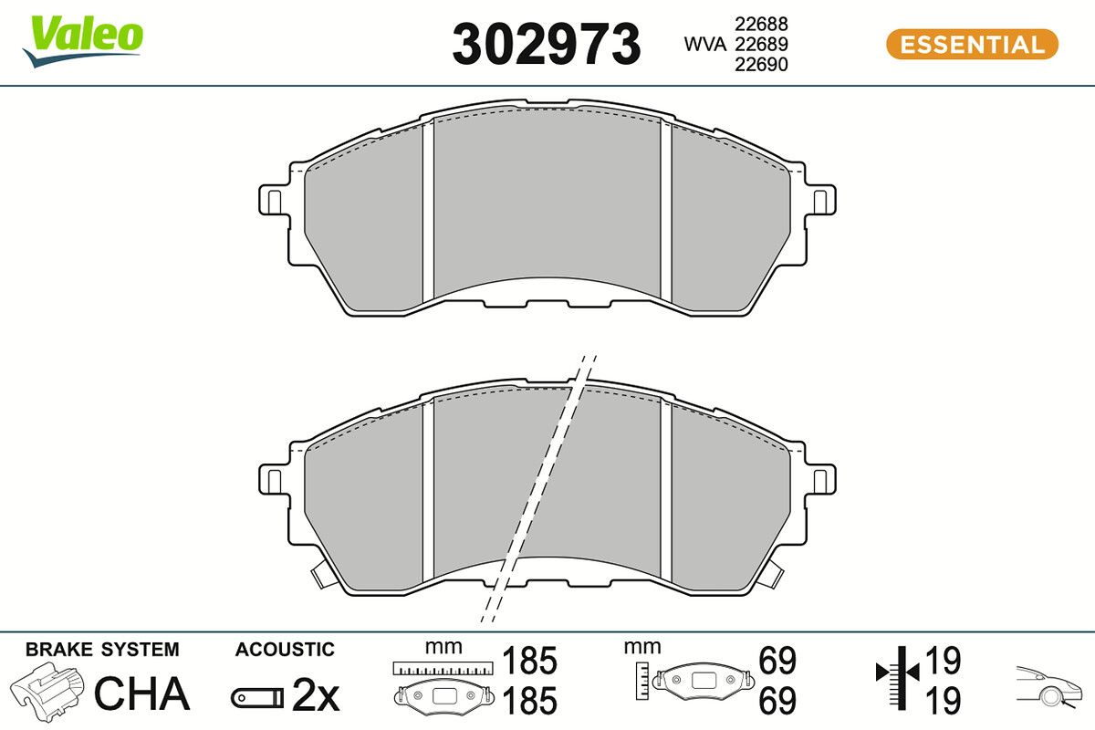 VALEO 302973 Brake pad set, disc brake