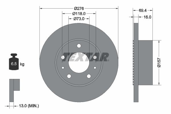 TEXTAR 93104800 Brake disc
