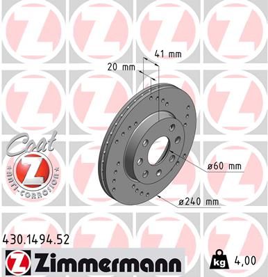 ZIMMERMANN 430.1494.52 Brake disc
