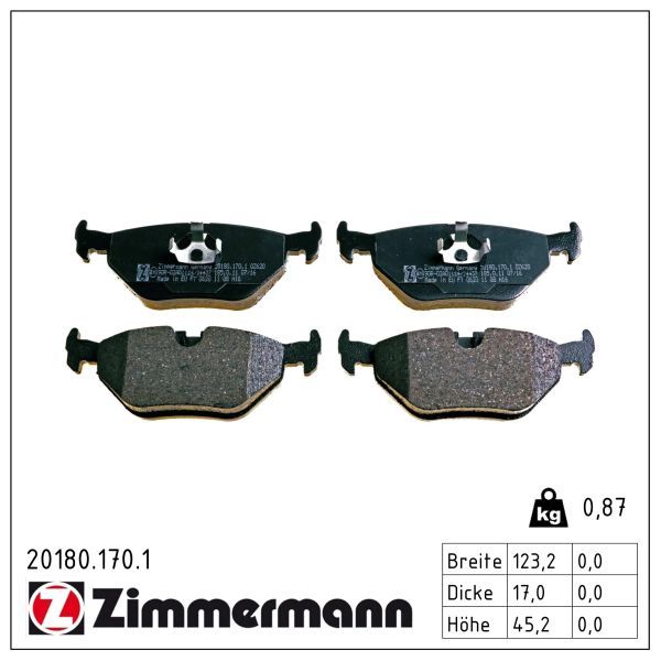 ZIMMERMANN 20180.170.1 Brake pad set, disc brake