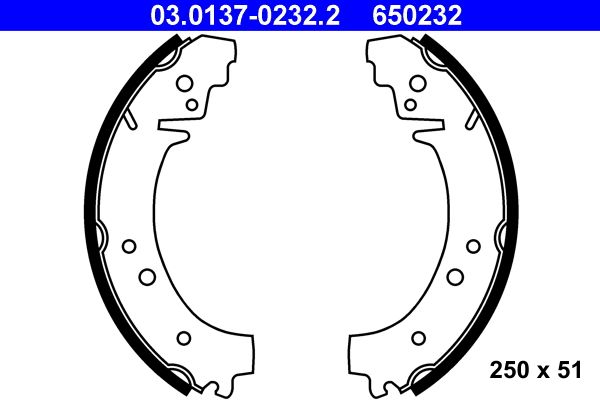 ATE 03.0137-0232.2 Brake shoe set