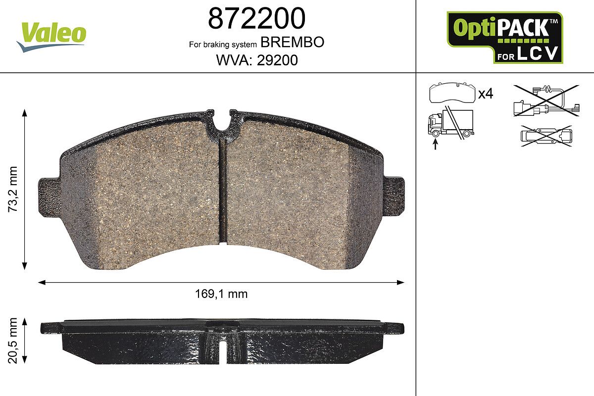 VALEO 872200 Brake pad set, disc brake