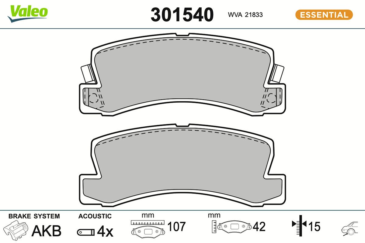 VALEO 301540 Brake pad set, disc brake