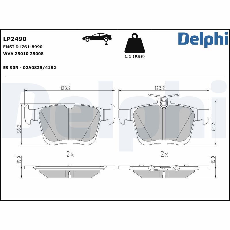 DELPHI LP2490 Brake pad set, disc brake