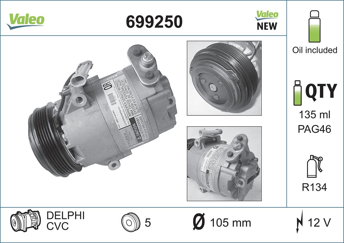 VALEO 699250 Compressor, air conditioning