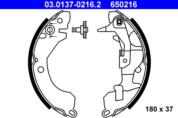 ATE 03.0137-0216.2 Brake shoe set