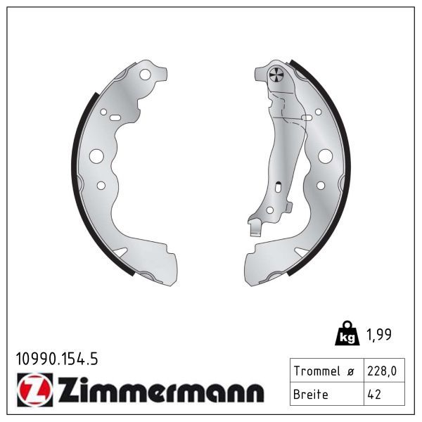 ZIMMERMANN 10990.154.5 Brake shoe set