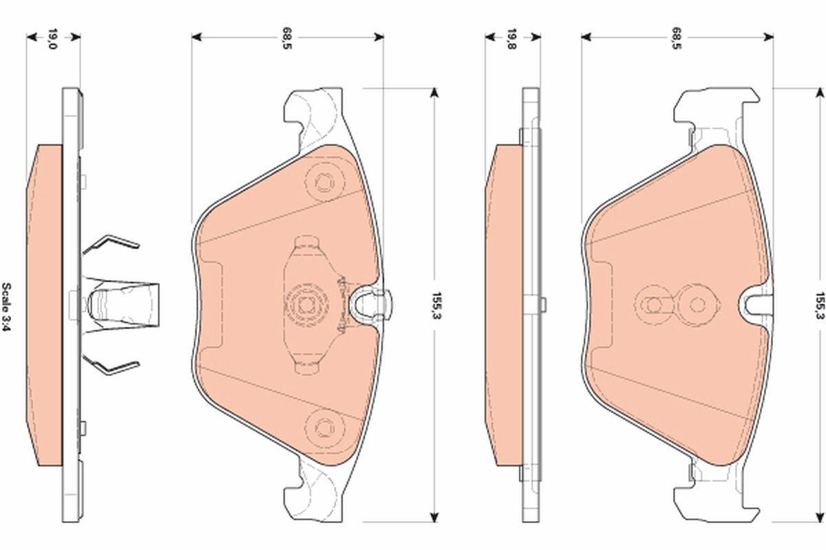 TRW GDB1854 Brake pad set, disc brake