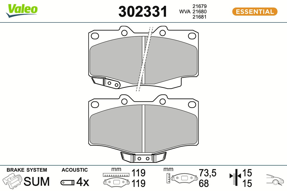 VALEO 302331 Brake pad set, disc brake