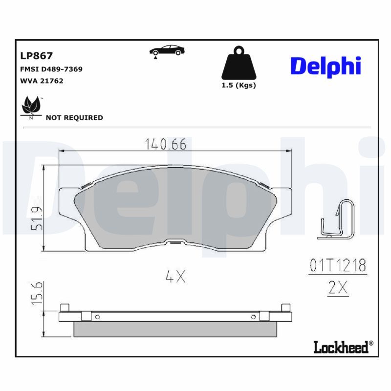 DELPHI LP867 Brake pad set, disc brake