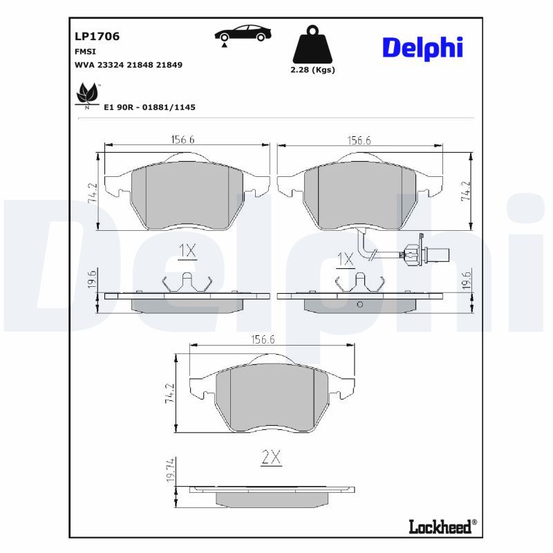 DELPHI LP1706 Brake pad set, disc brake