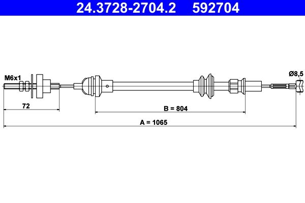 ATE 24.3728-2704.2 Cable pull, clutch control