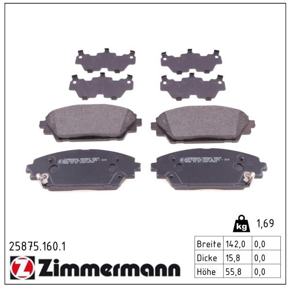 ZIMMERMANN 25875.160.1 Brake pad set, disc brake