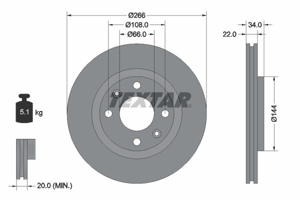 TEXTAR 92111503 Brake disc