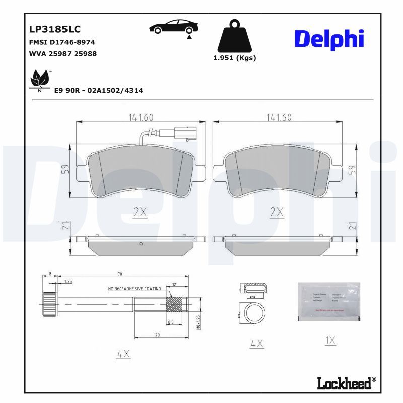 DELPHI LP3185LC Brake pad set, disc brake