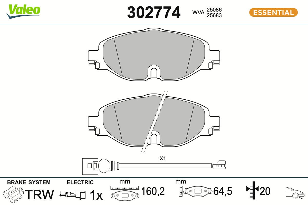 VALEO 302774 Brake pad set, disc brake