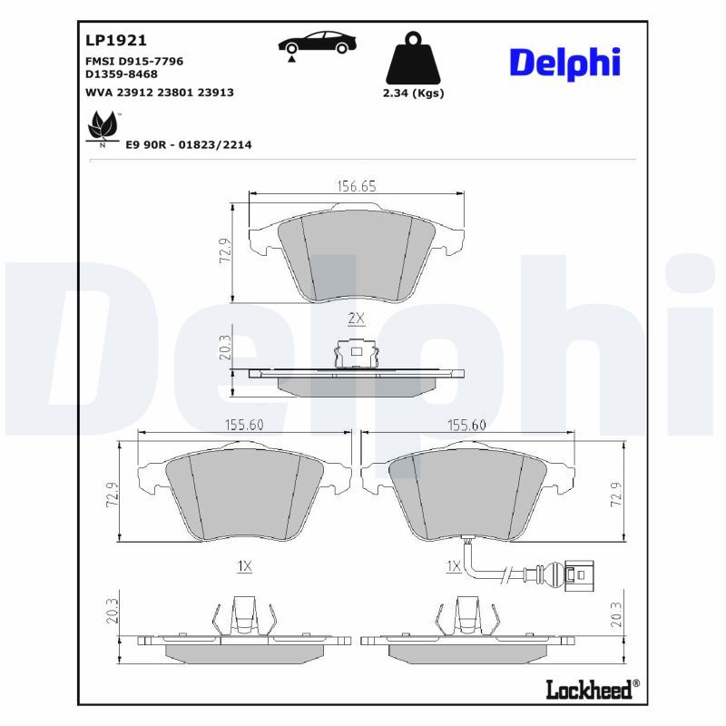 DELPHI LP1921 Brake pad set, disc brake