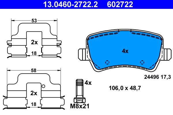 ATE 13.0460-2722.2 Brake pad set, disc brake