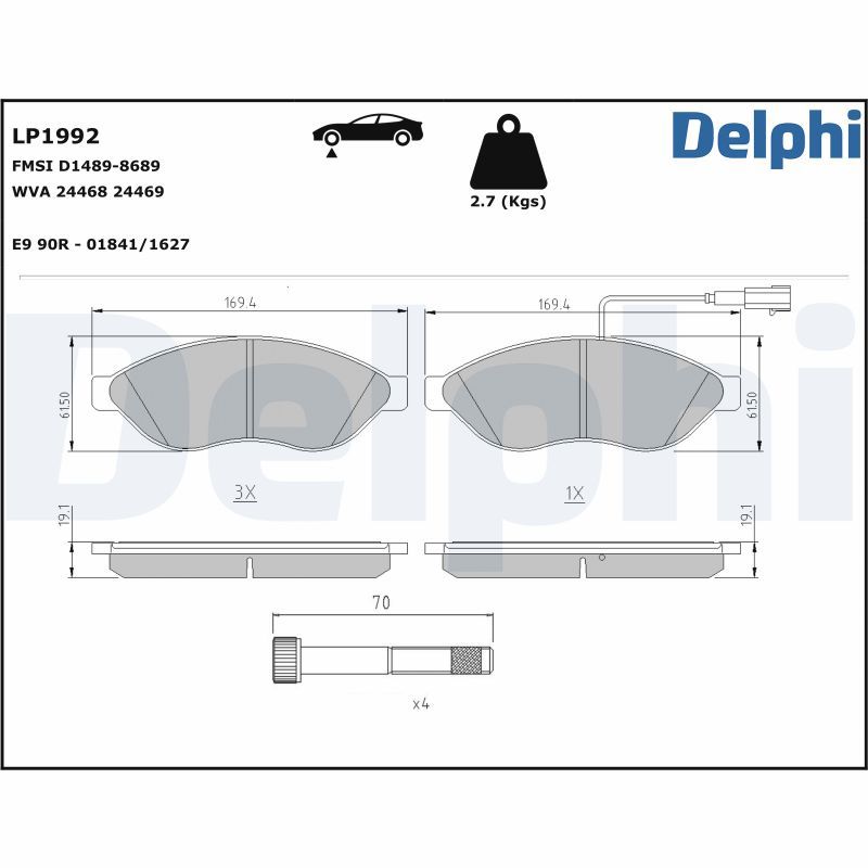 DELPHI LP1992 Brake pad set, disc brake