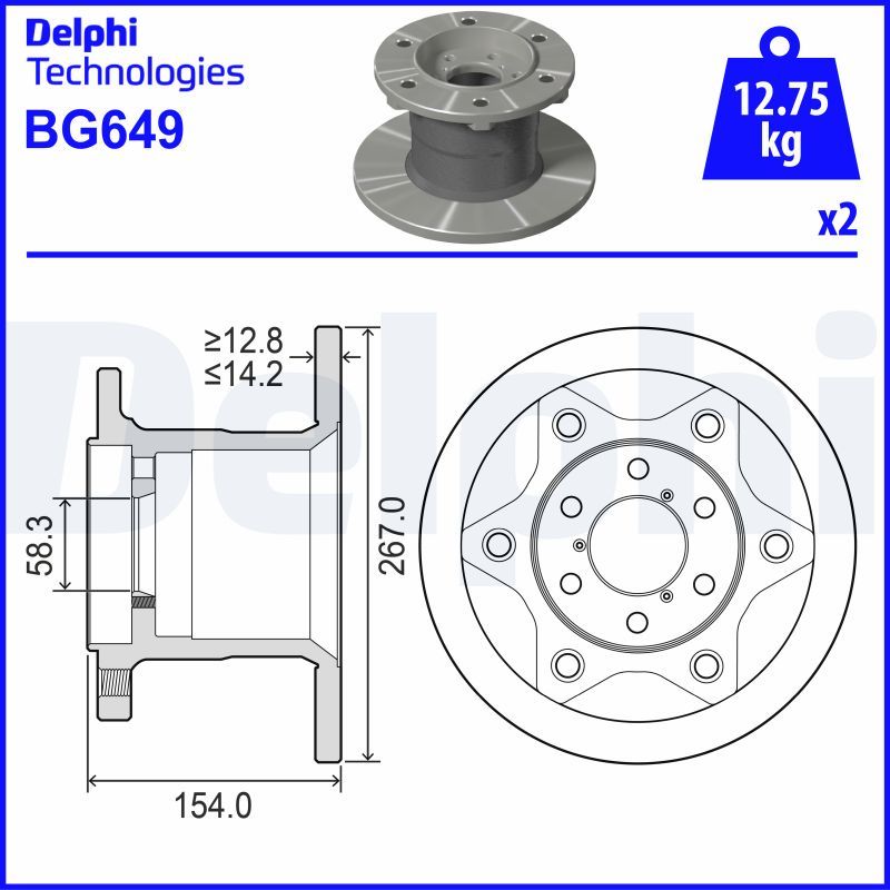 DELPHI BG649 Brake disc