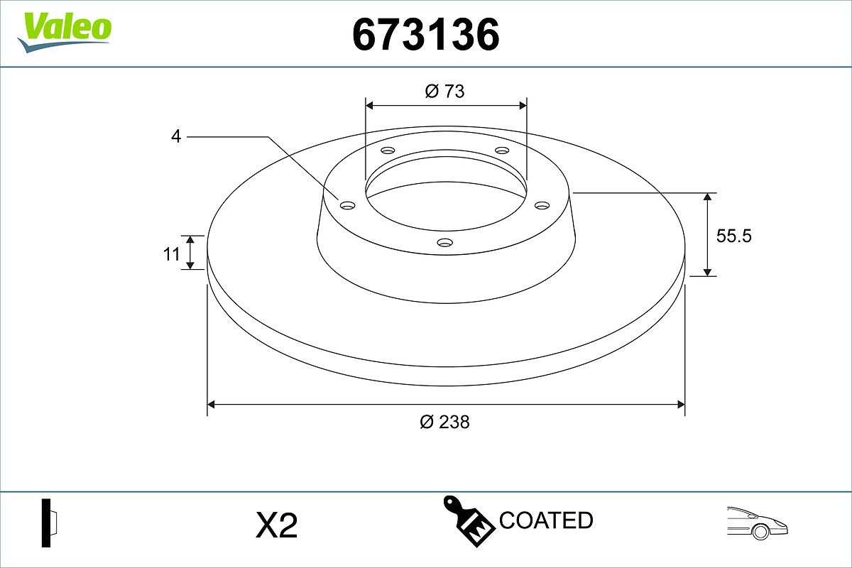 VALEO 673136 Brake disc