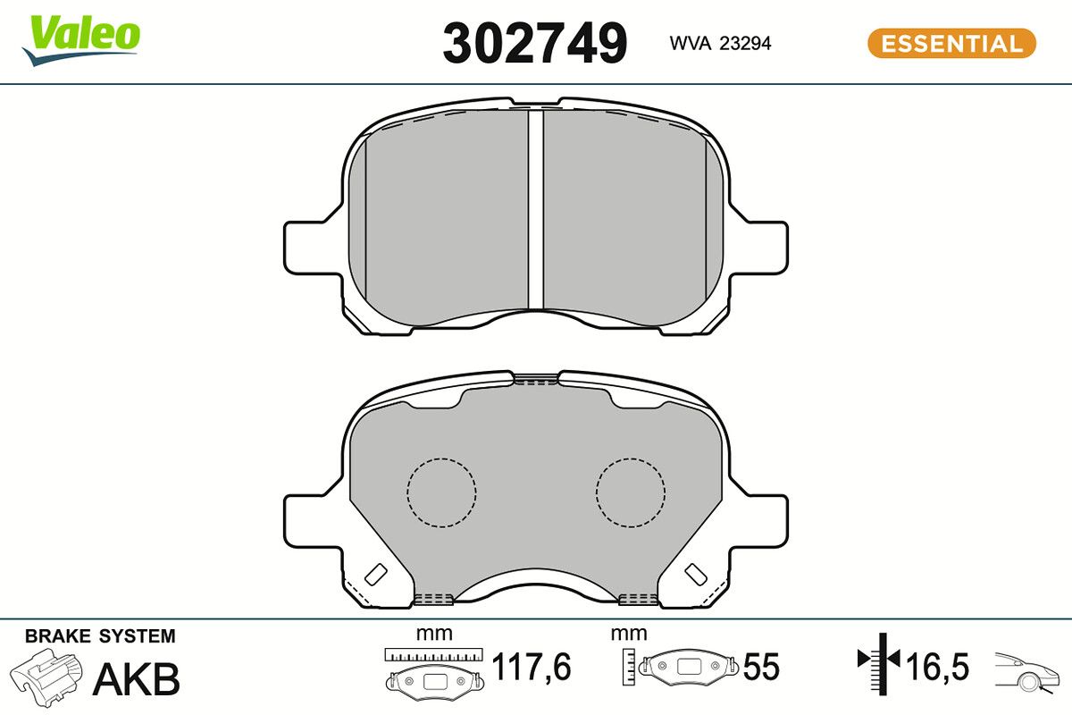 VALEO 302749 Brake pad set, disc brake