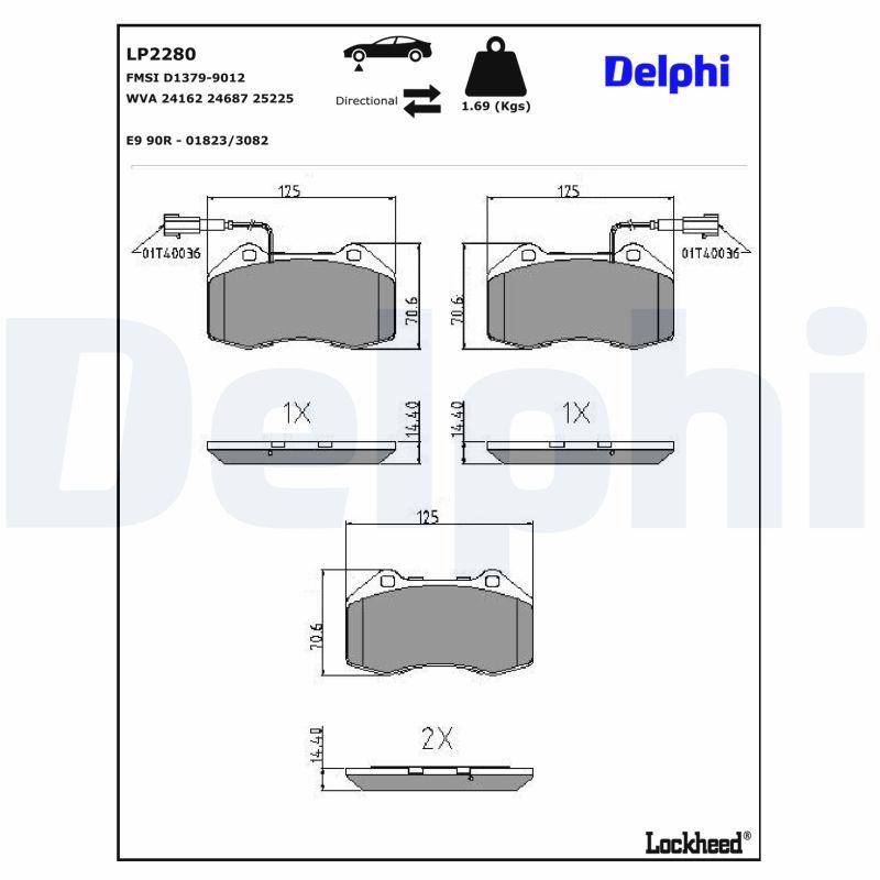 DELPHI LP2280 Brake pad set, disc brake