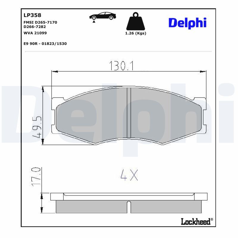 DELPHI LP358 Brake pad set, disc brake