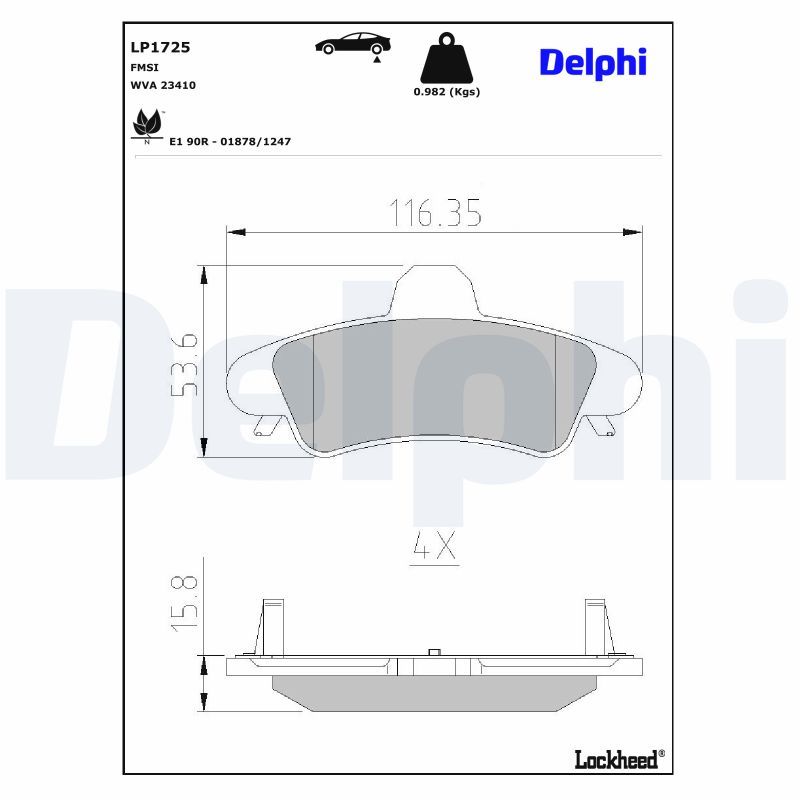DELPHI LP1725 Brake pad set, disc brake