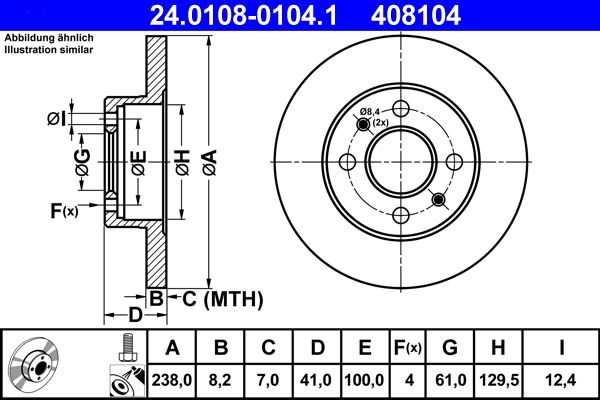 ATE 24.0108-0104.1 Brake disc