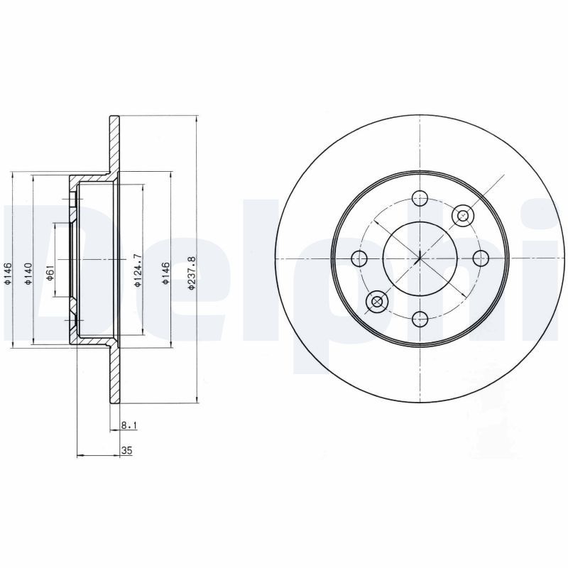 DELPHI BG2258 Brake disc