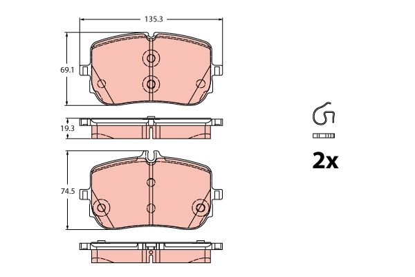 TRW GDB2433 Brake pad set, disc brake