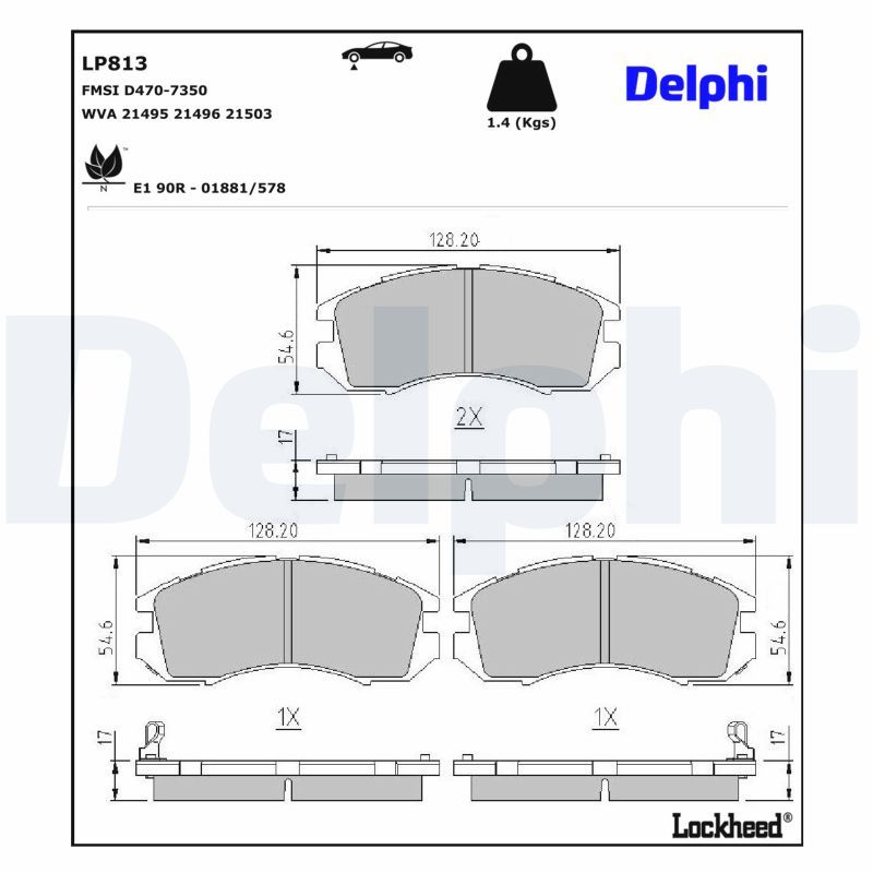 DELPHI LP813 Brake pad set, disc brake