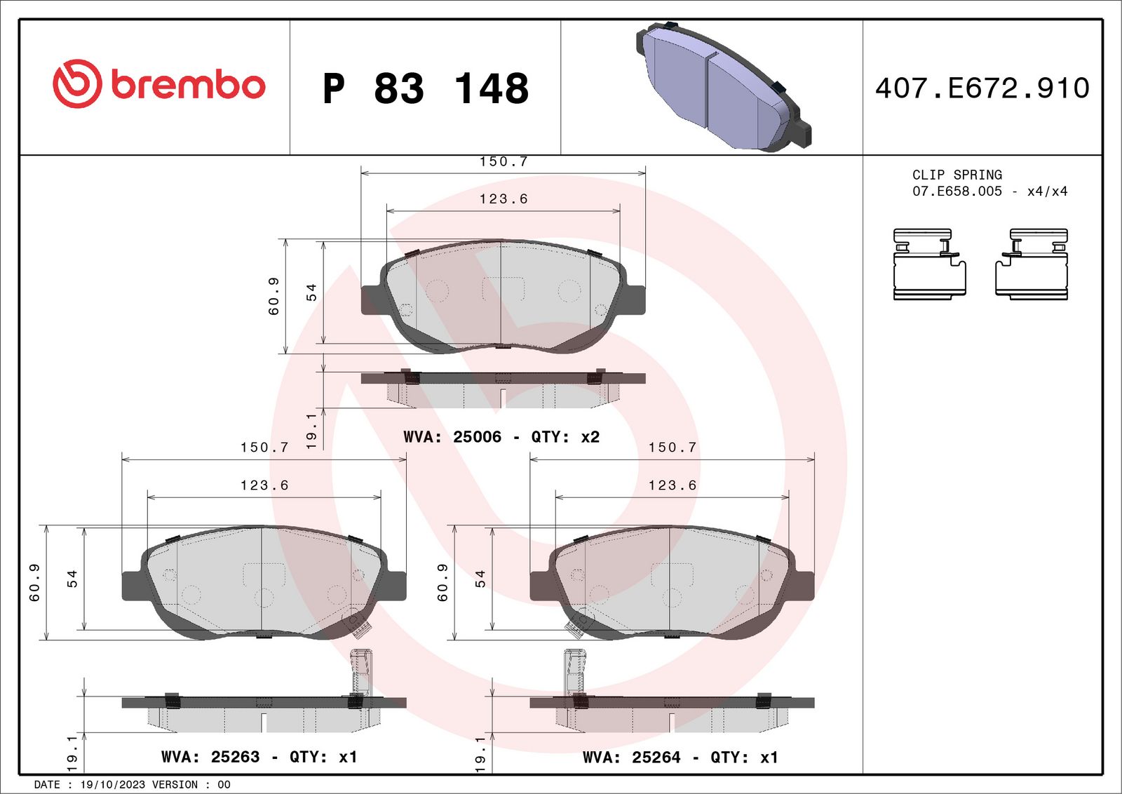 BREMBO P 83 148 Brake pad set, disc brake