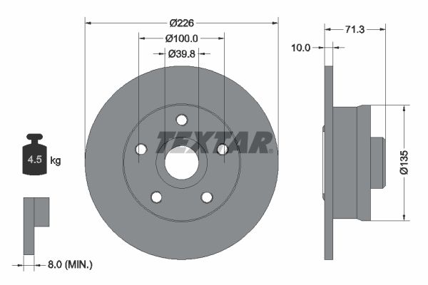 TEXTAR 92153800 Brake disc