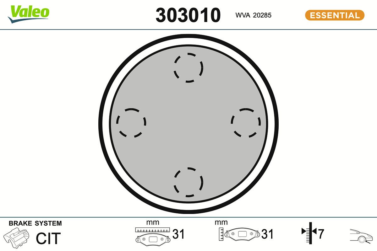 VALEO 303010 Brake pad set, disc brake