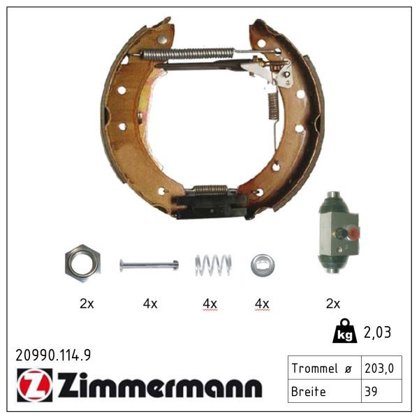 ZIMMERMANN 20990.114.9 Brake shoe set