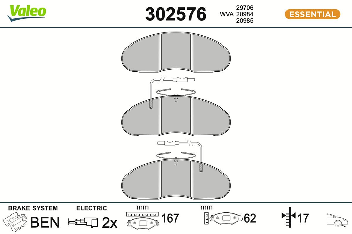 VALEO 302576 Brake pad set, disc brake