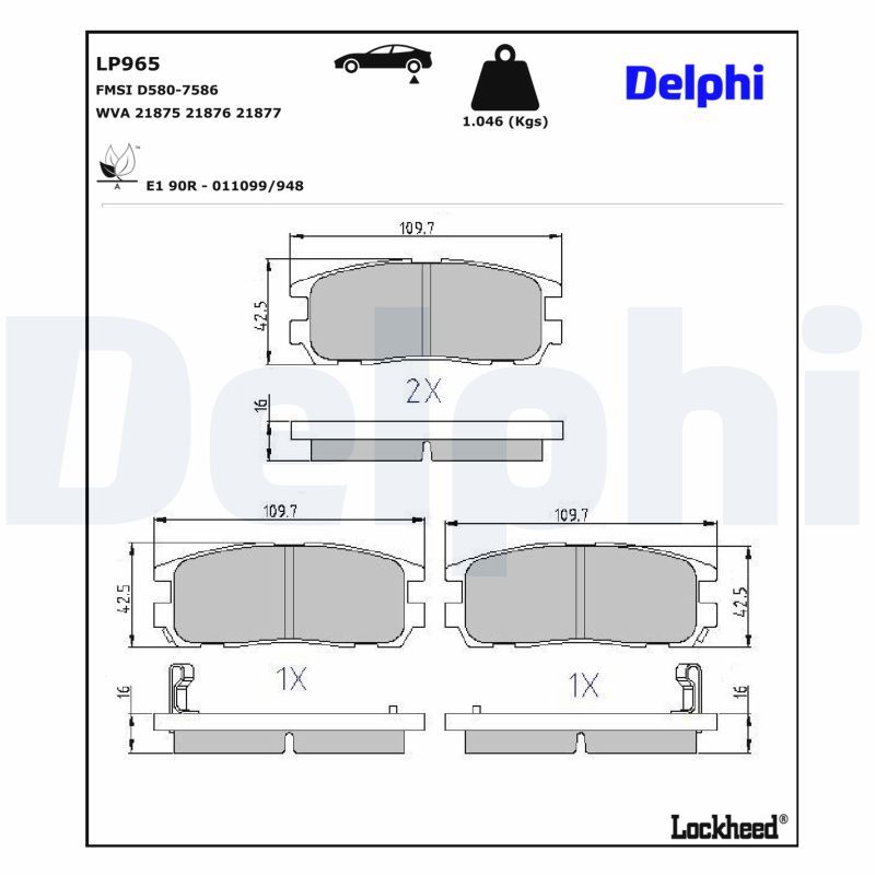 DELPHI LP965 Brake pad set, disc brake