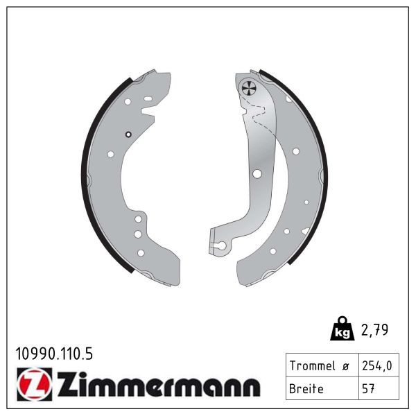 ZIMMERMANN 10990.110.5 Brake shoe set