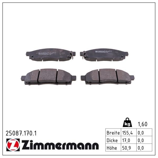 ZIMMERMANN 25087.170.1 Brake pad set, disc brake