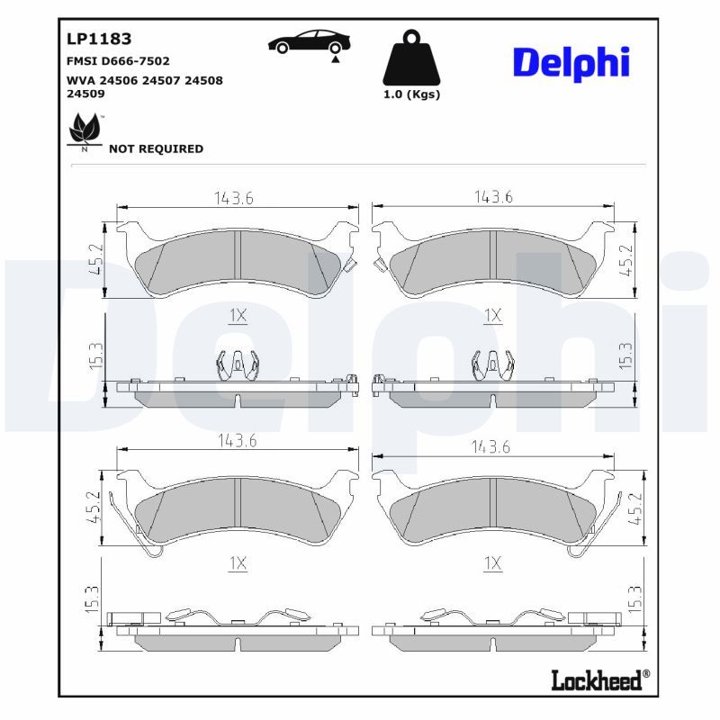 DELPHI LP1183 Stabdžių trinkelių rinkinys, diskinis stabdys