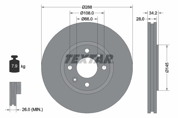 TEXTAR 92107800 Brake disc