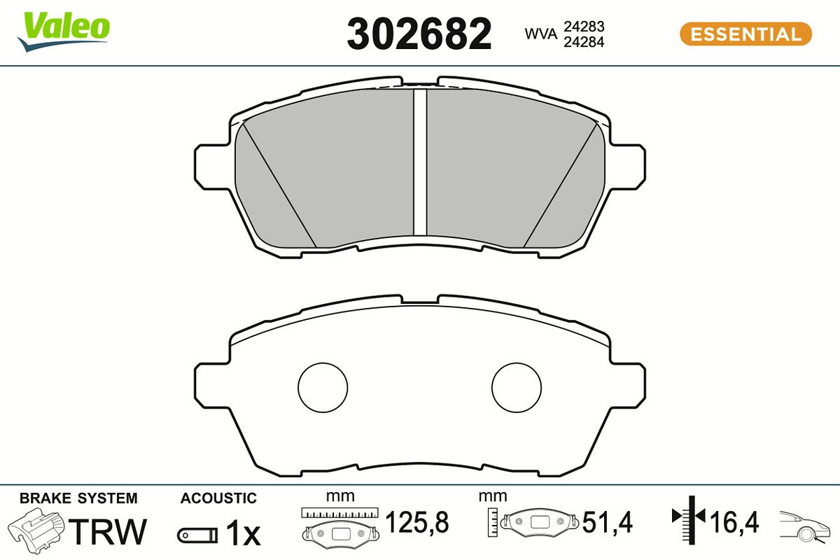 VALEO 302682 Brake pad set, disc brake