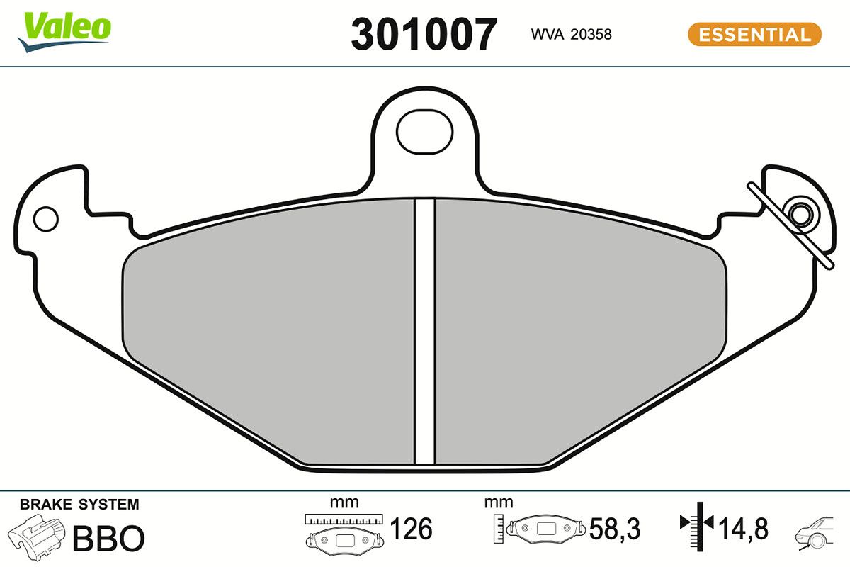 VALEO 301007 Brake pad set, disc brake