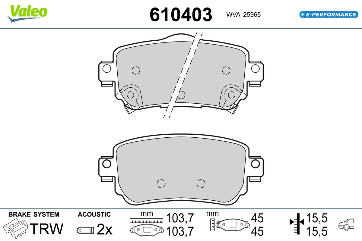 VALEO 610403 Brake pad set, disc brake