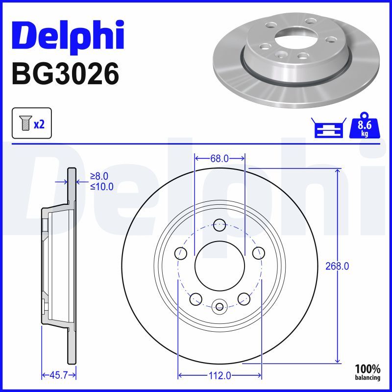 DELPHI BG3026 Brake disc
