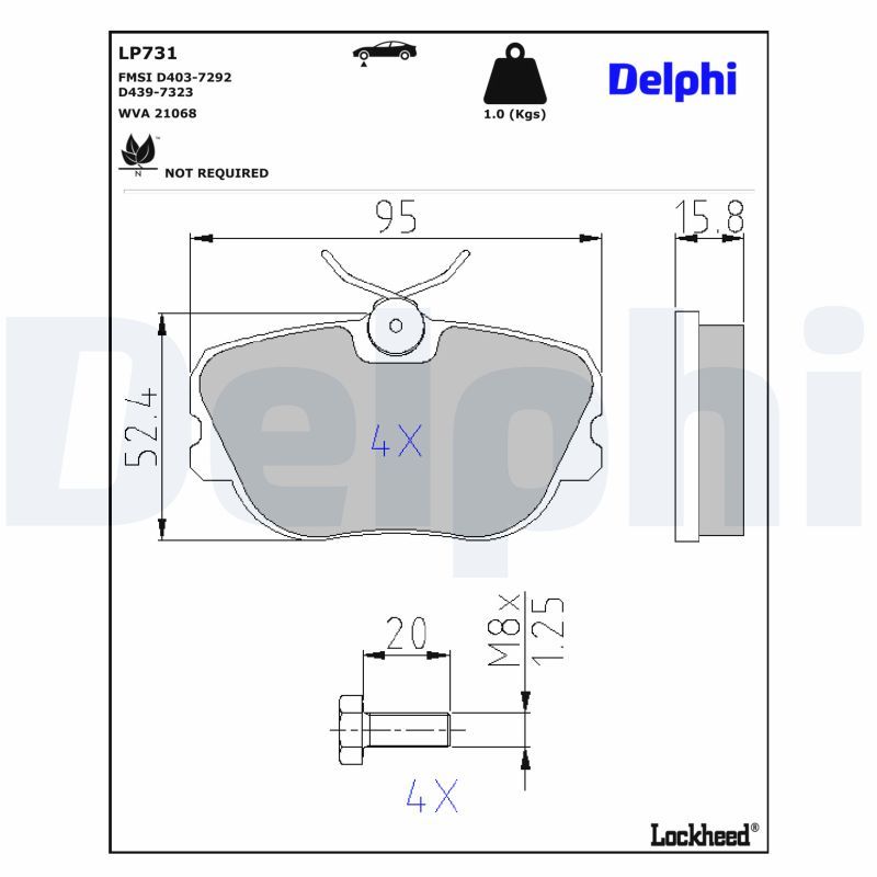 DELPHI LP731 Brake pad set, disc brake